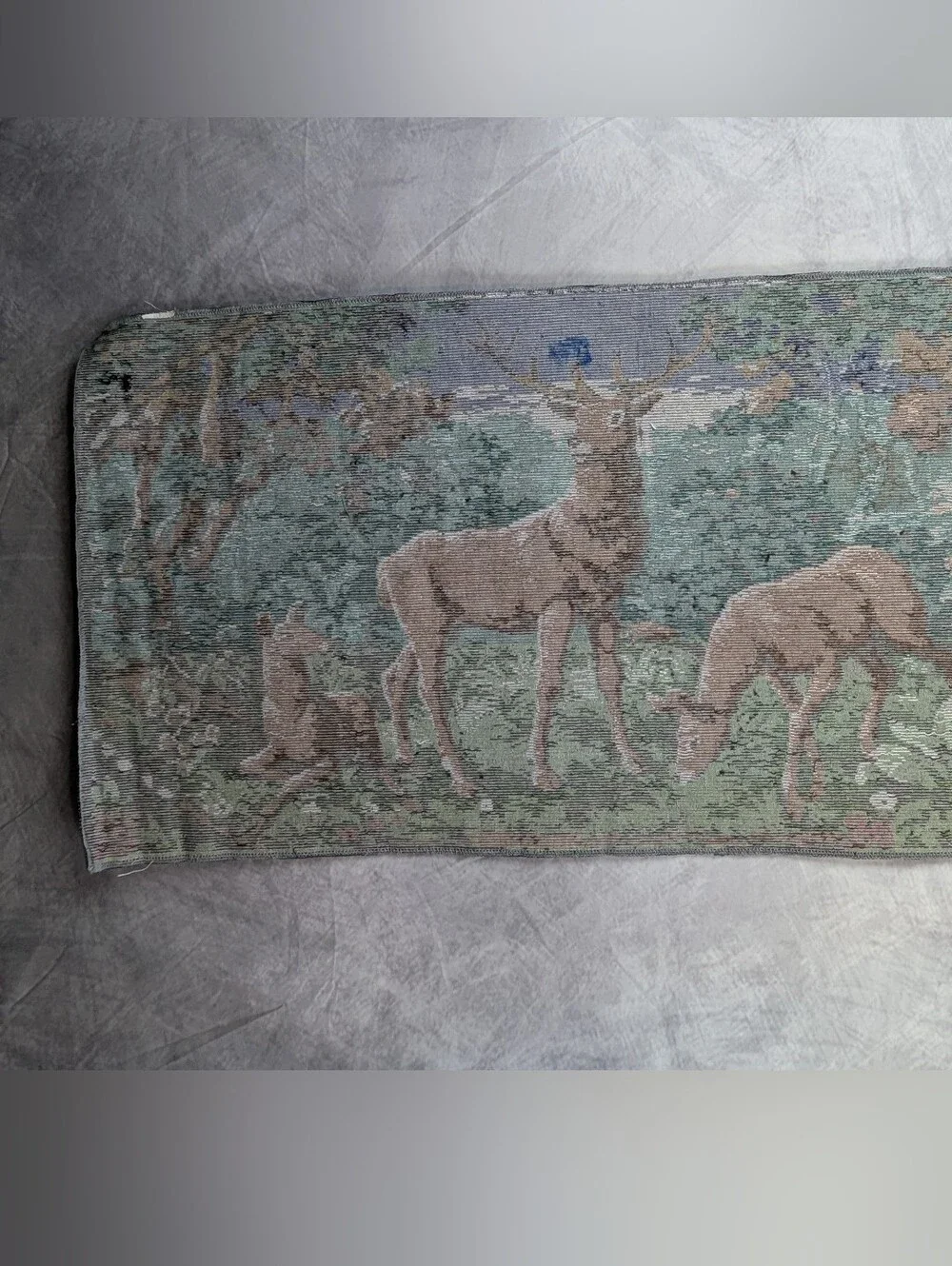 Mid Century Modern Velvet Deer Family Wall Tapestry Woodland Cabin Lodge 38